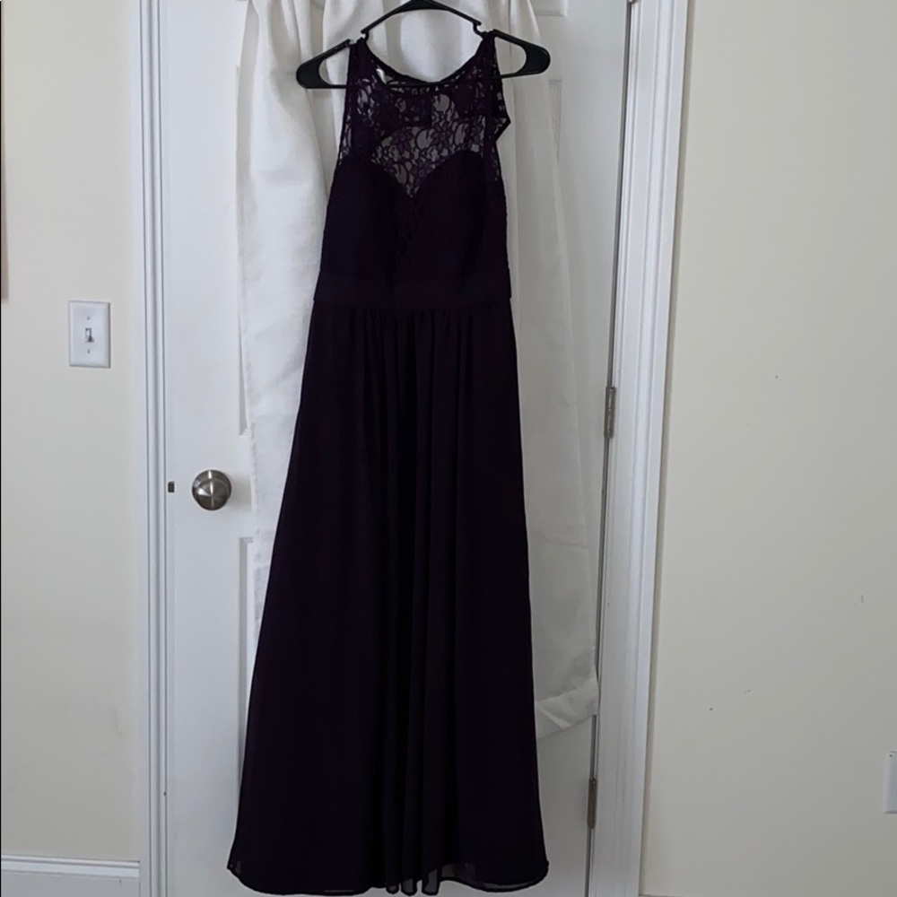 Purple lace bridesmaid/prom dress